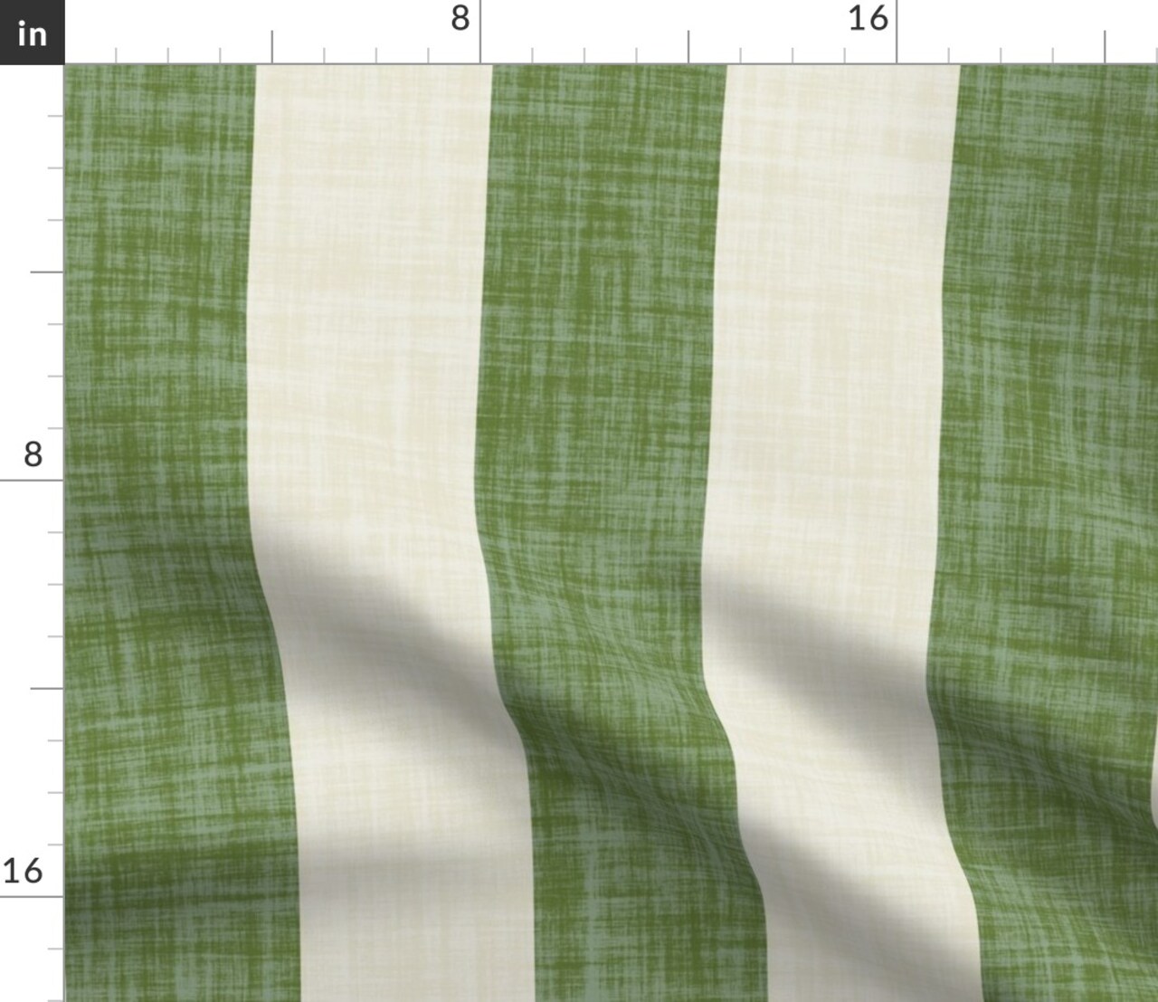 Preppy Traditional Grandmillennial Stripe Wide Green Beige Linen Look Faux Texture Bold Minimalism Summer Camp Lake House Beach Vacation Home Custom Printed Fabric by Spoonflower Various Fabrics by the Yard or Fat Quarter
